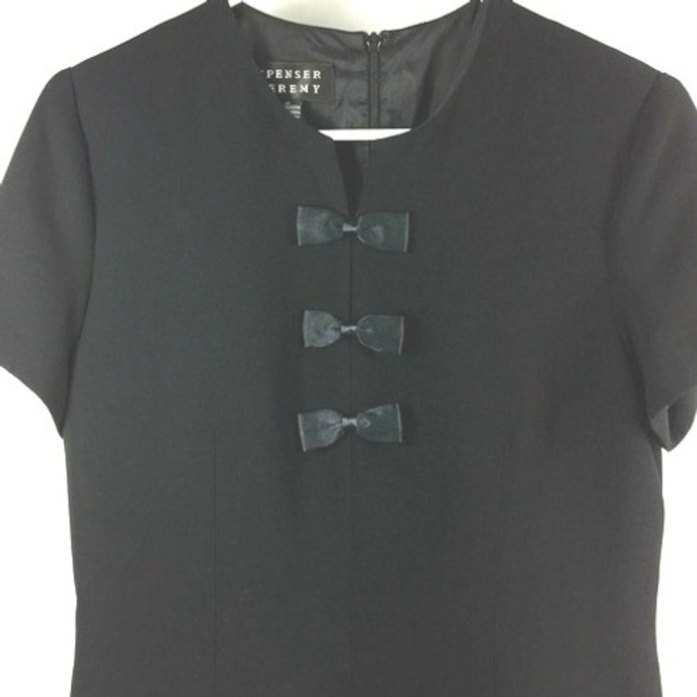 Womens Black Dress Size 12 Event Special Occasion Minimalist Short Sleeve Bows - Picture 3 of 6